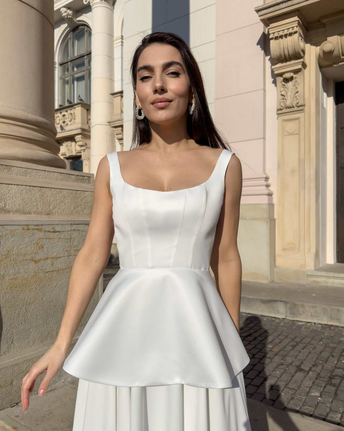 Rochie de mireasă DELIA cu bretele late și corsaj structurat