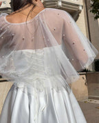 Tulle bolero/cape with pearls – delicate cover for ceremony dresses
